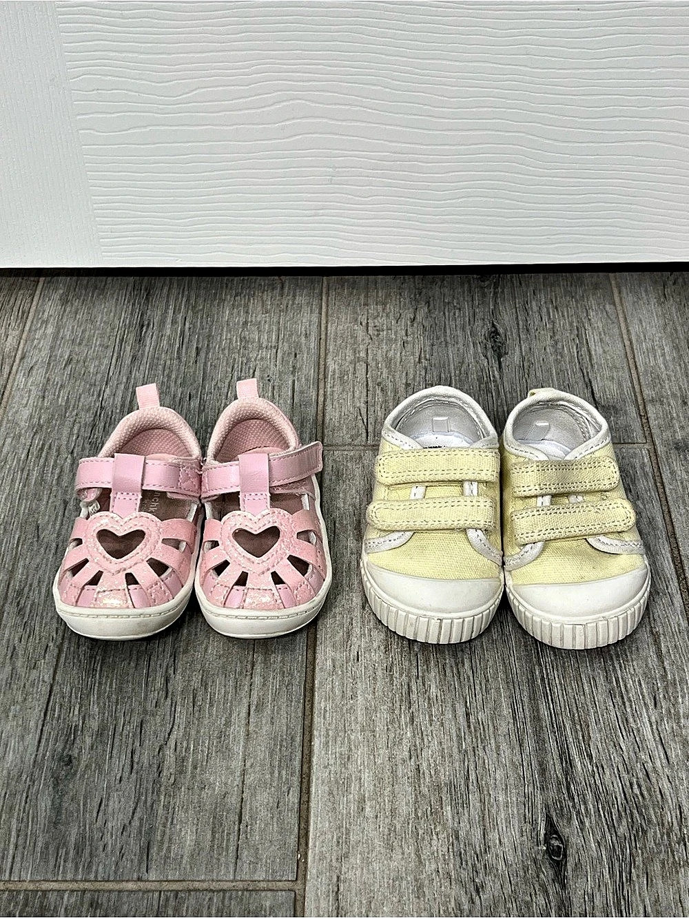 Toddler Girl Shoe Bundle Size 3 Pink Hearts Stride Rite + Yellow Canvas Sneaker